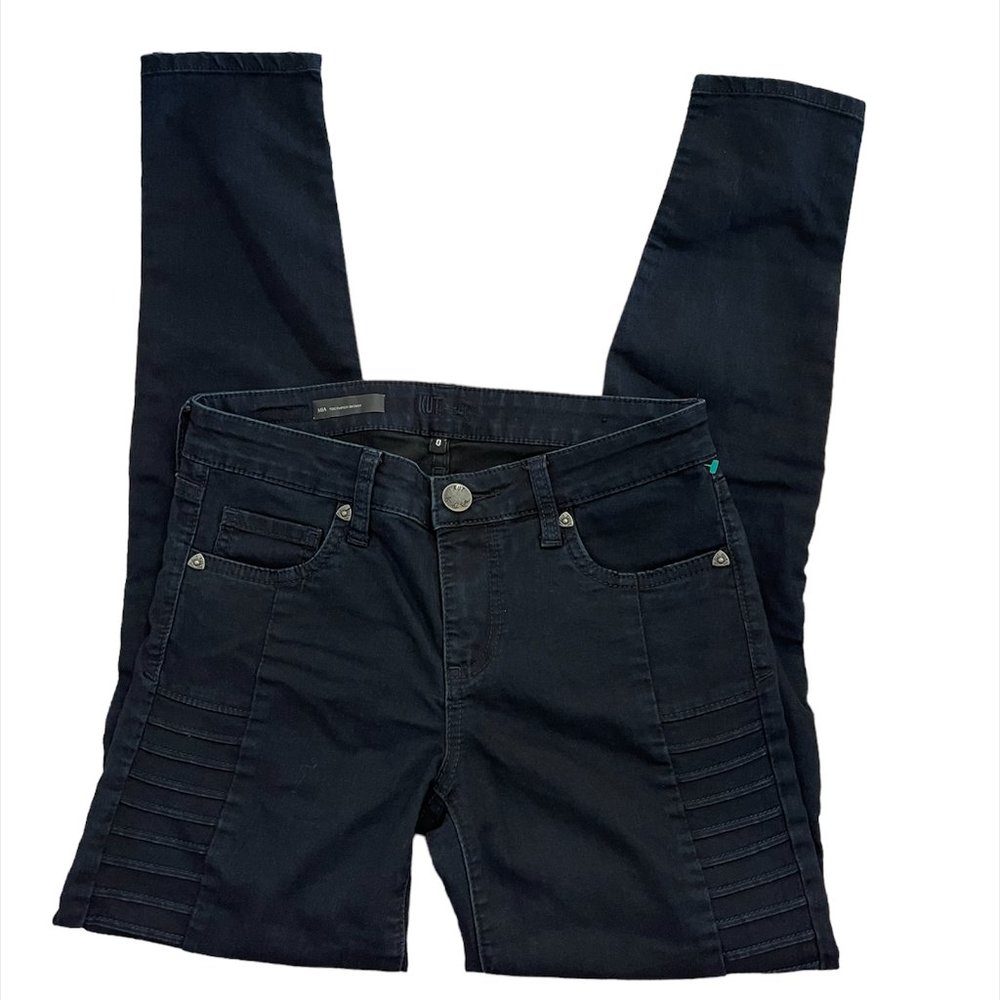 KUT from the Kloth Women's Black Denim Mia Toothpick Skinny Jeans Sz 0